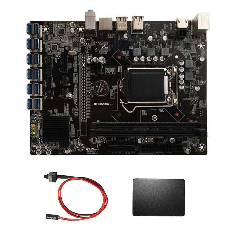 B250c Btc Mining Motherboard with 120g Ssd+switch Cable