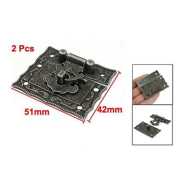 2 Pcs Antique Style Hardware Bronze Tone Metal Rectangle Latch 42mm X 51mm
