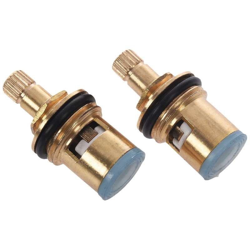 2 Pcs 1/2" 20 Teeth Ceramic Disc Turn Valve Replacement Hot Cold