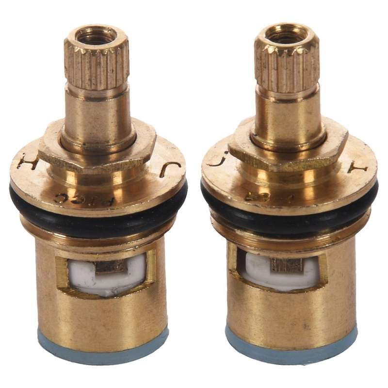 2 Pcs 1/2" 20 Teeth Ceramic Disc Turn Valve Replacement Hot Cold