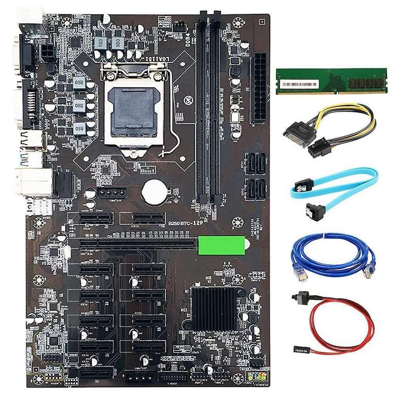 B250 Btc Motherboard Kit 12 Gpu Lga1151 Ddr4 Sata 3.0 Usb 3.0