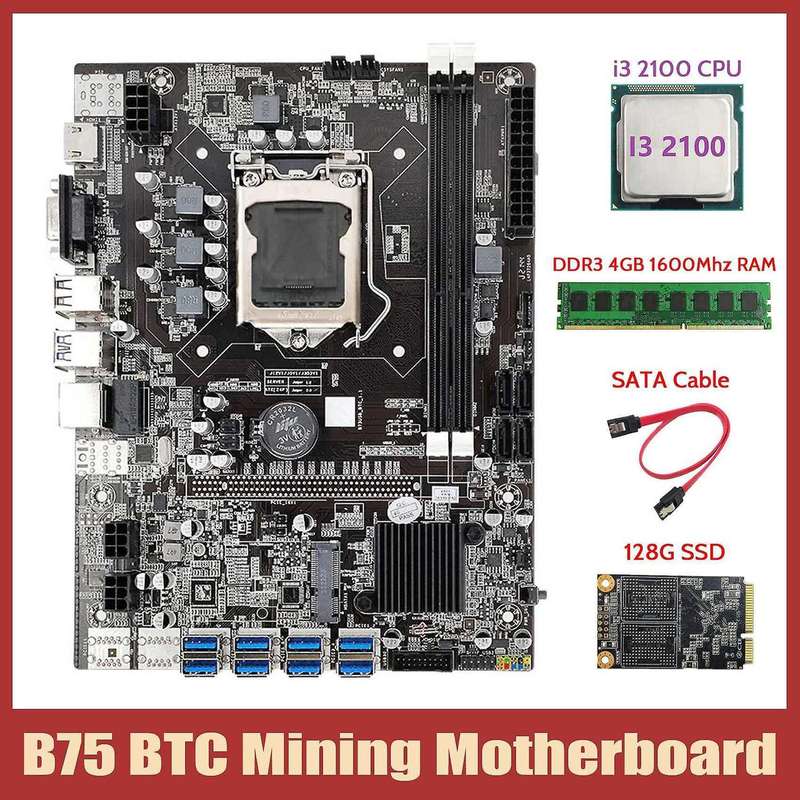Motherboard+i3 2100 Cpu+ddr3 4gb Ram+128g Msata Ssd+sata Cable