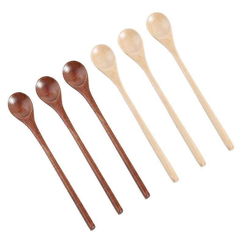 6 Pcs Wooden Spoon,long Handle Wood Spoons for Kitchen Mixing Cooking