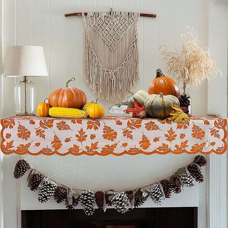 Autumn Decoration Thanksgiving Table Runner Maple Leaf Lace