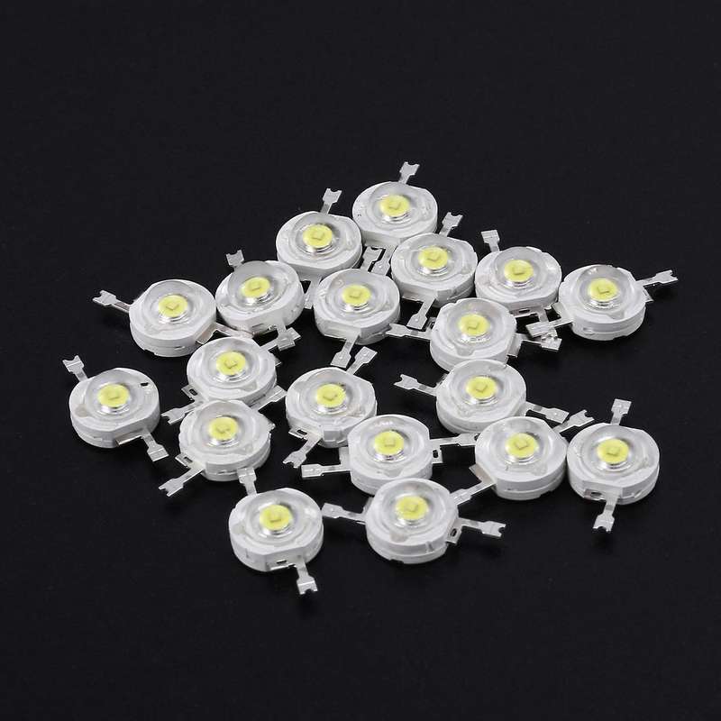 20 Pcs High Power 2 Pin 3w White Led Bead Emitters 170-190lm 6000k