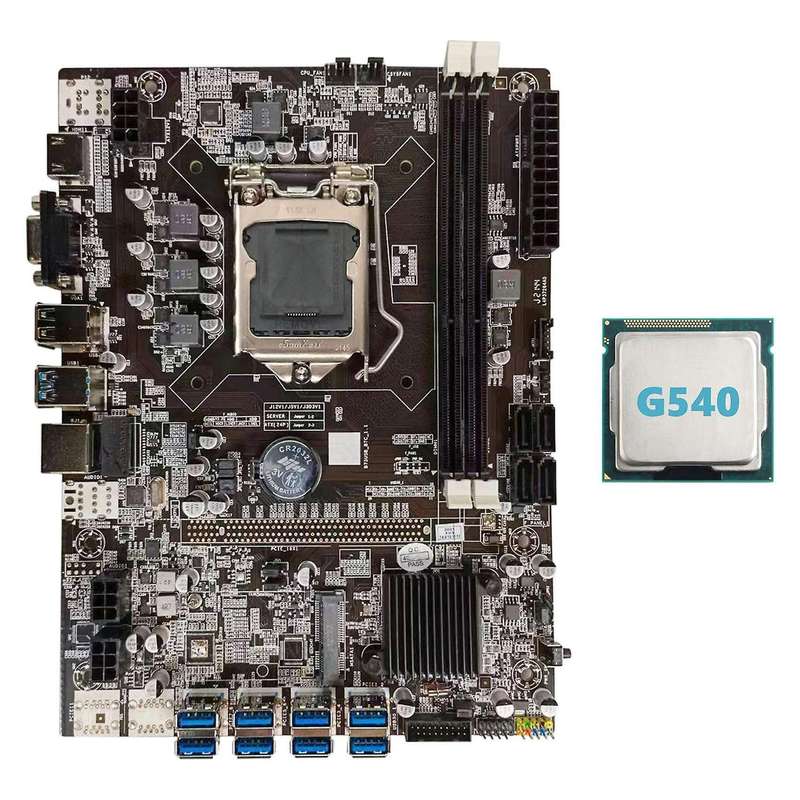B75 Btc Mining Motherboard+g540 Cpu Lga1155 8xpcie Usb Adapter