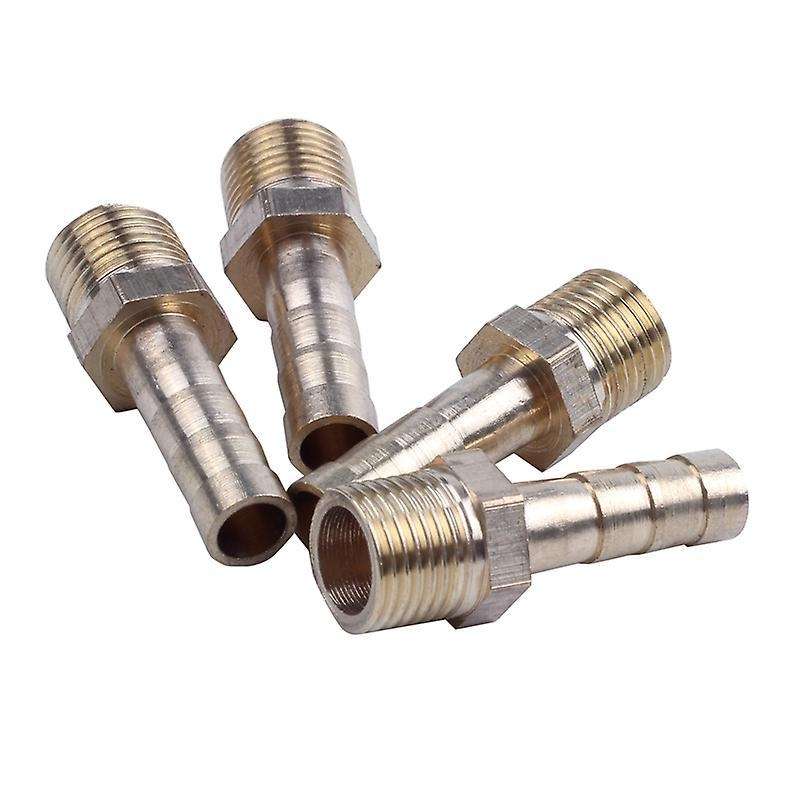 4x Gold 1/8bsp Male Thread Brass Hose Barb Coupler Fitting Connector