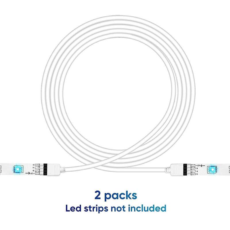 2 Pack 2m Rgb Extension Cable Led Strip Connector with 4 Pack 4 Male
