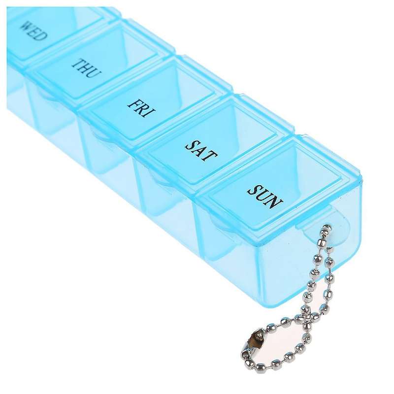 7 Day Weekly Pill Box Organizer Medicine Compartments Vitamin Storage Travel Kit 1pcs Blue