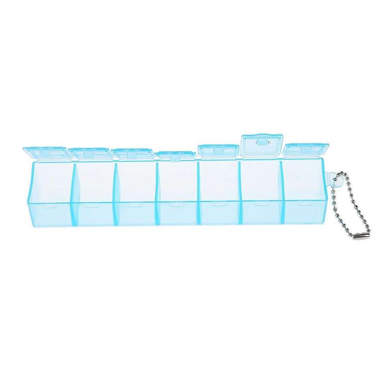 7 Day Weekly Pill Box Organizer Medicine Compartments Vitamin Storage Travel Kit 1pcs Blue