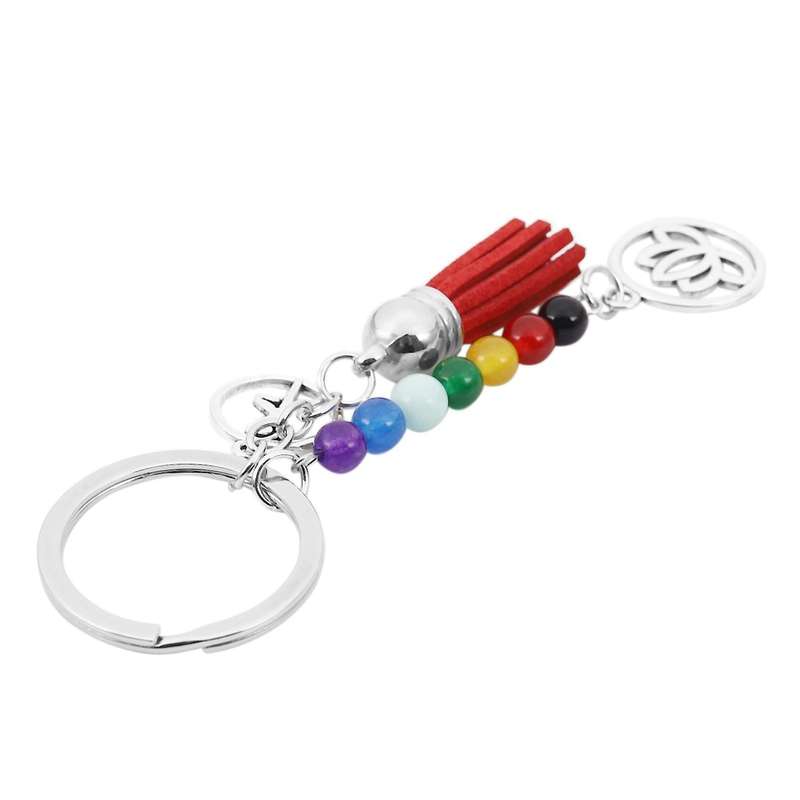Porte-cles 7 Perles De D'energie Lotus Fleur Pendentif Creatif