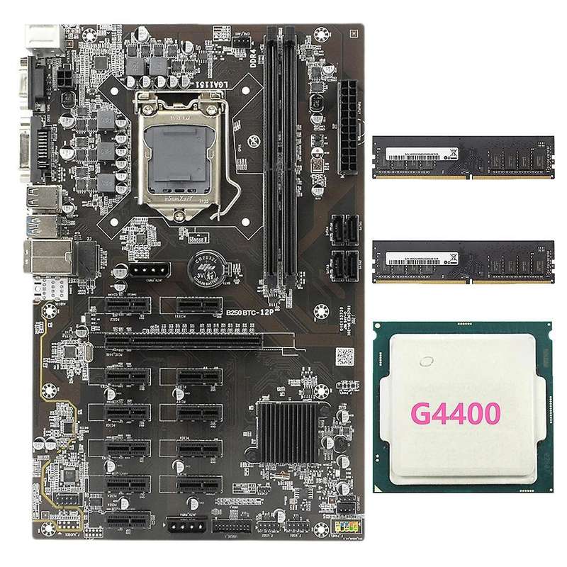 Btc-b250 Mining Motherboard +g4400 Cpu+2xddr4 8g 2133mhz Ram