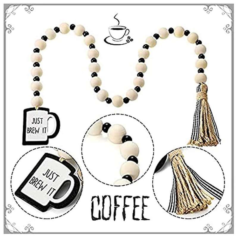 Wooden Bead Garland with Tassels, Farmhouse Tiered Trays to Decorate
