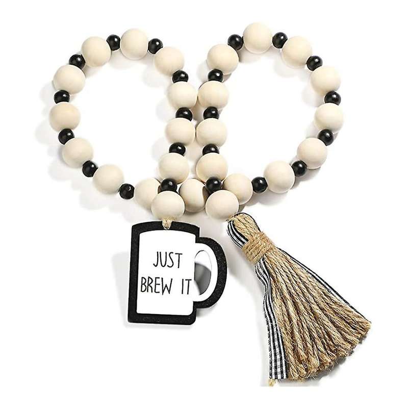 Wooden Bead Garland with Tassels, Farmhouse Tiered Trays to Decorate
