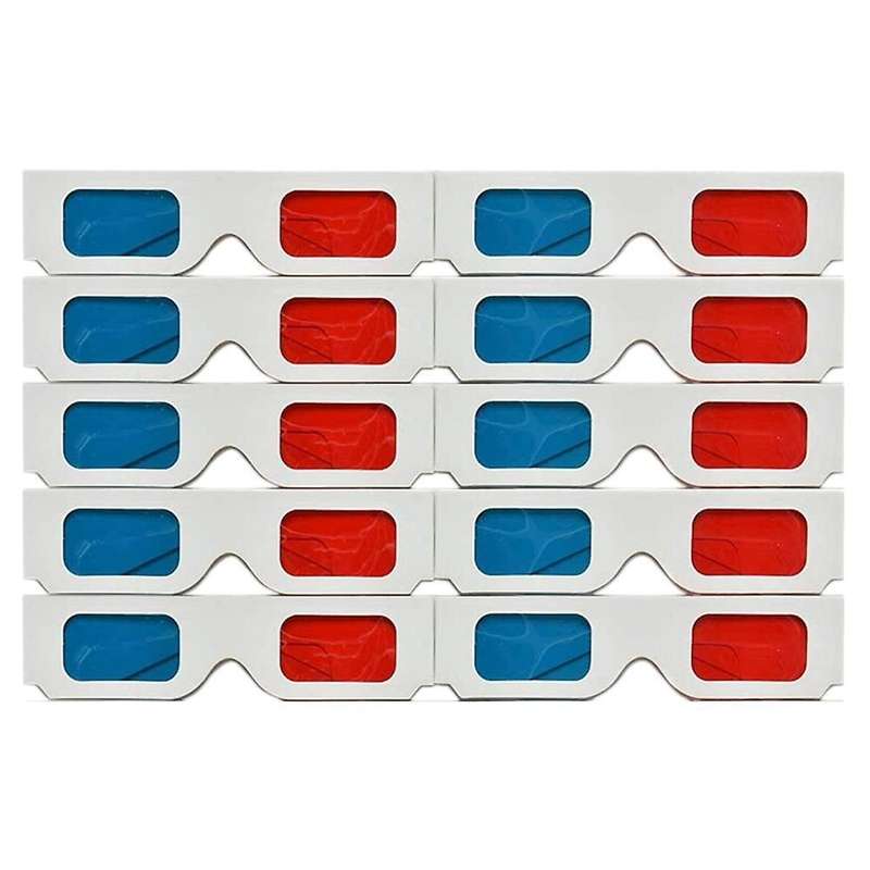 Gafas 3d,10 Pares Lentes Estreo Papel Rojo Y Azul Para Pelculas Set