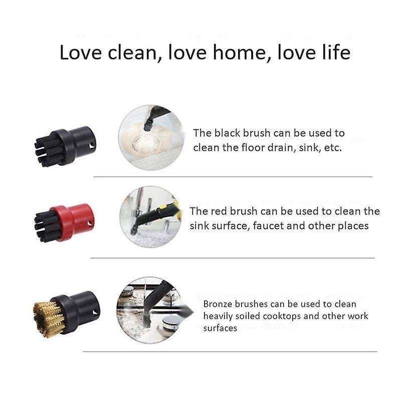 3pcs Nozzle Nylon Brass Bristle Brushes for Karcher Sc1 Sc2 Sc3 Sc4