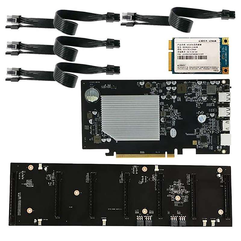 Eth-hsw2 Mining Motherboard with 128g Ssd+4x6pin to 8pin Power Cord