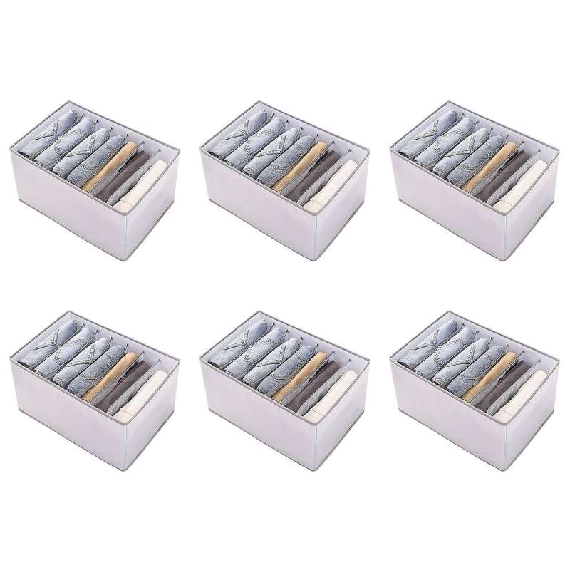 Pp Wardrobe Clothes Organizer Jeans Compartment Storage Box, Gray, L