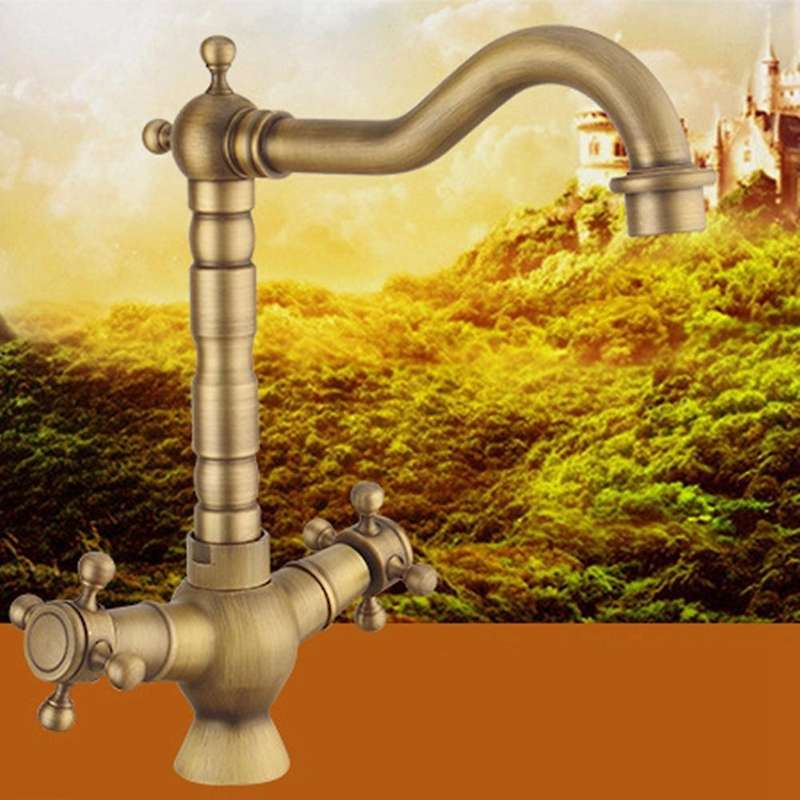 Bathroom Tub Faucet,2 Handles Widespread Brass Basin Mixer Tap