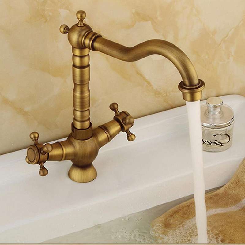 Bathroom Tub Faucet,2 Handles Widespread Brass Basin Mixer Tap