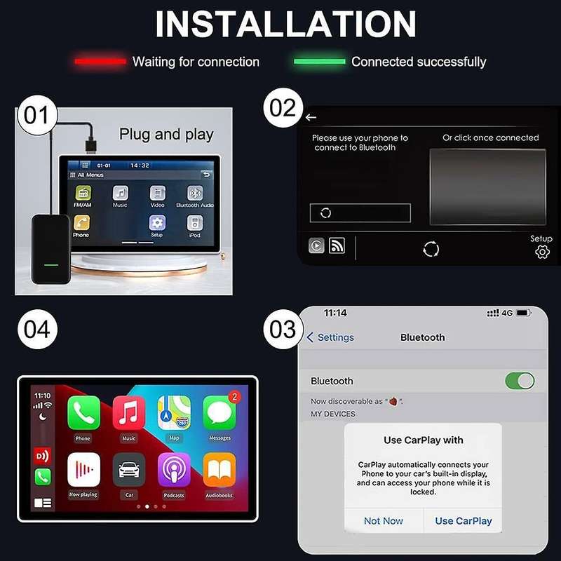 For Factory Wired Carplay Cars, Upgrade Wired to Wireless (black)