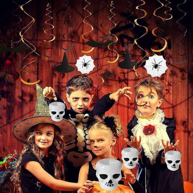 10pcs Mini White Skeleton Halloween Candy Bucket Party Decoration
