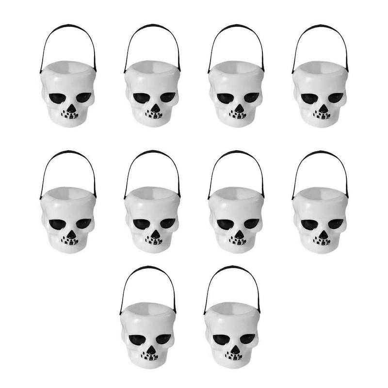 10pcs Mini White Skeleton Halloween Candy Bucket Party Decoration