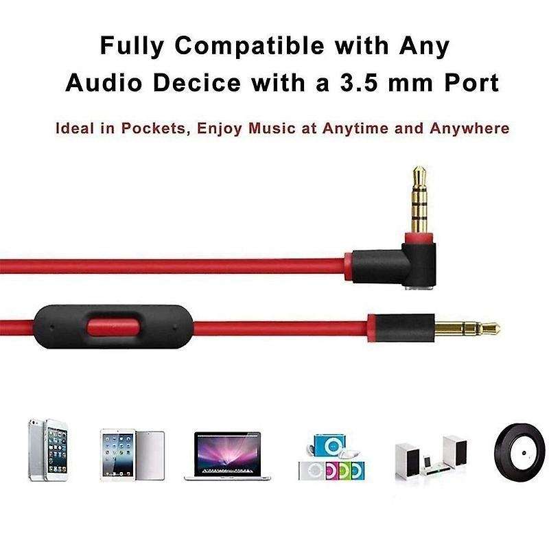 Audio Cable for Beats By Dr Dre Headphones with Line Mic for Studio