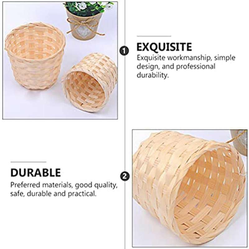 5pcs Mini Woven Baskets without Handles for Crafts Decor (7.5x6cm)