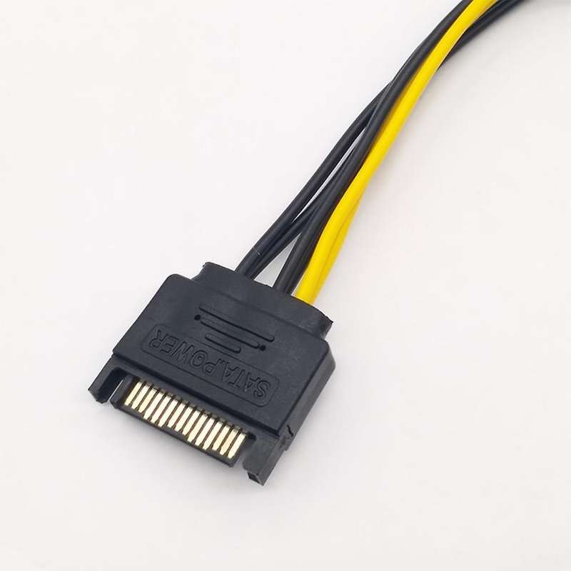 5pcs 15pin Sata Male to 8pin Pci-e Power Cable 20cm for Graphic Card