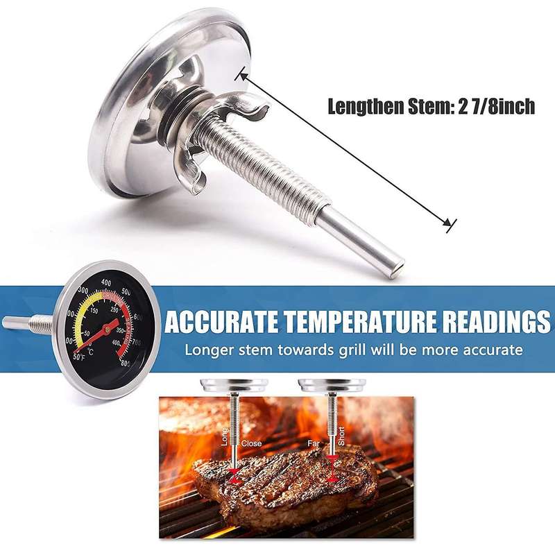 Grill Thermometer Smoker Temperature Gauge Heat Indicator for Cooking