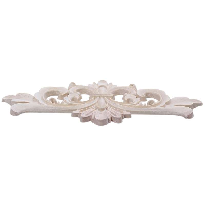 22*10 Cm Wood Carved Corner Onlay Applique Decor Unpainted