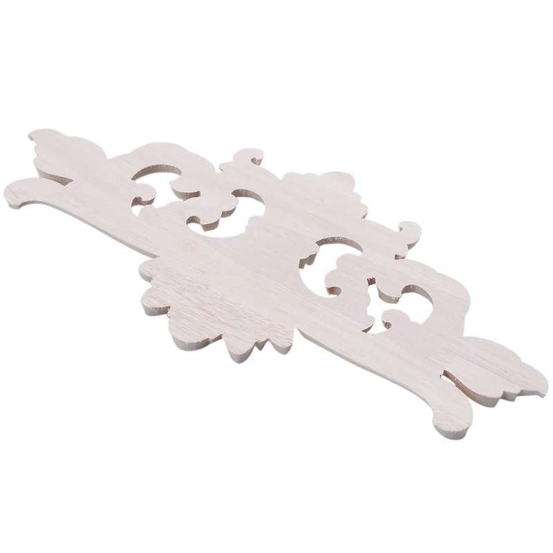22*10 Cm Wood Carved Corner Onlay Applique Decor Unpainted