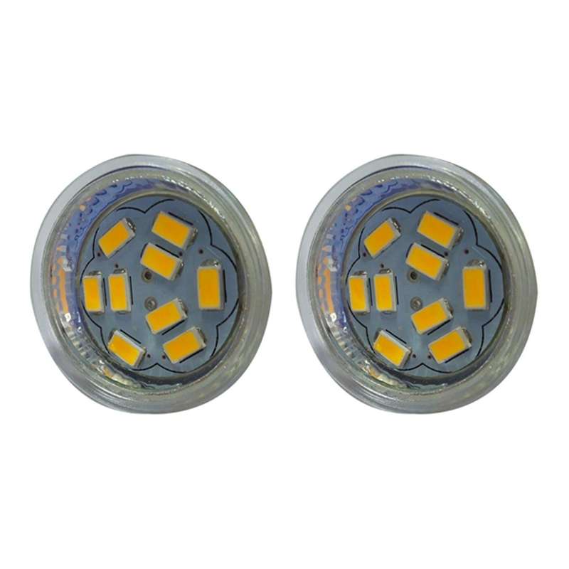 2x 4w Gu4(mr11) Led Spotlight Mr11 9 Smd 5730 430lm Dc12v, Warm White