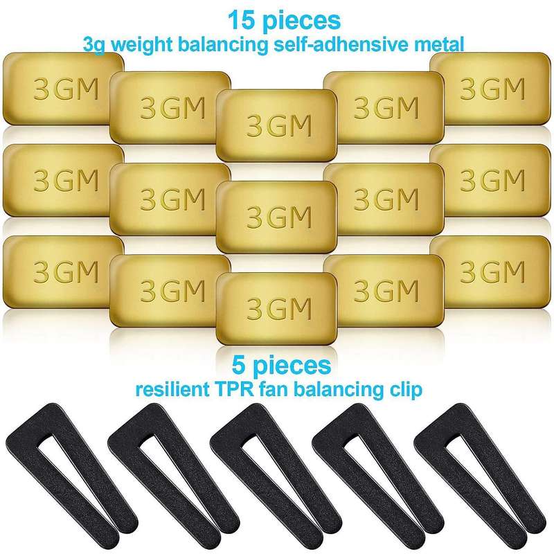 20pcs Ceiling Fan Blade Kit,including 5pcs Clips & 15pcs 3g Weight