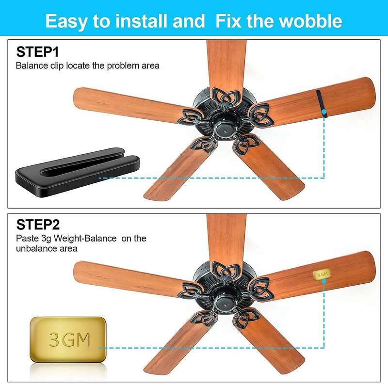 20pcs Ceiling Fan Blade Kit,including 5pcs Clips & 15pcs 3g Weight