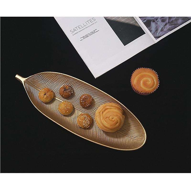 Gold Leaves Shape Serving Tray Jewelry Pallet Fruit Snack Dish(small)