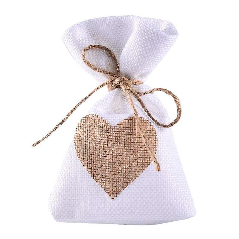 12pcs Chinese Style Linen Bag Candy Bag Sachet Bundle Bag White