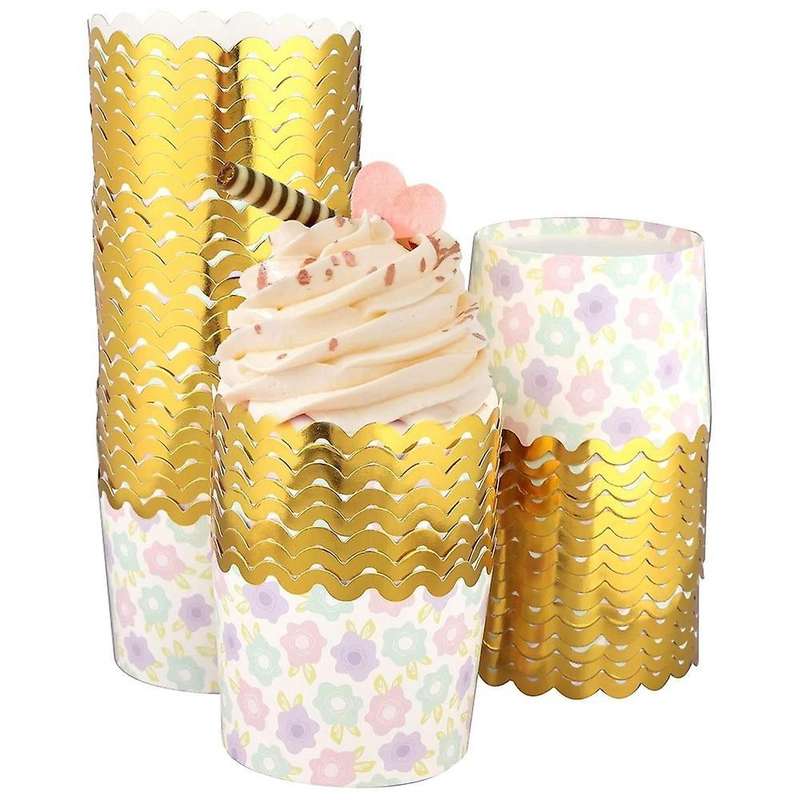 50 Pcs Colorful Greaseproof Paper Baking Cups 5 Oz Cupcake Paper A