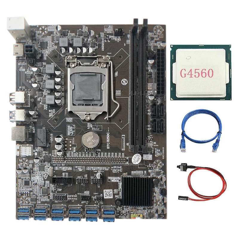 B250c Mining Motherboard with G4560 Cpu+switch Cable+rj45 Cable