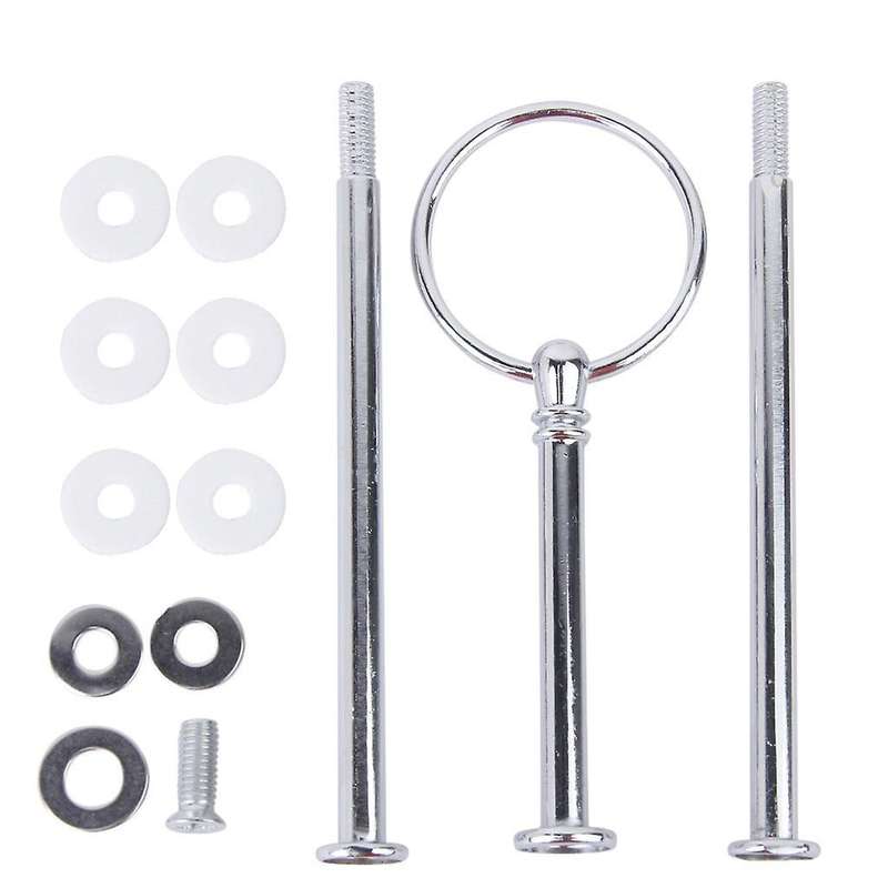 3-tier Round Ring Cake Cupcake Plate Stand Display Holder Handle Fittings (silver)