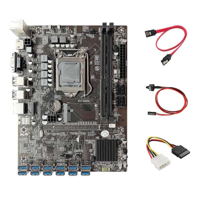 Eth Miner Motherboard+sata Cable+switch Cable+4pin Ide to Sata Cable