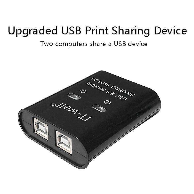 It-well Usb 2 In 1 Out Printer , 2-port Manual Kvm Converter Black