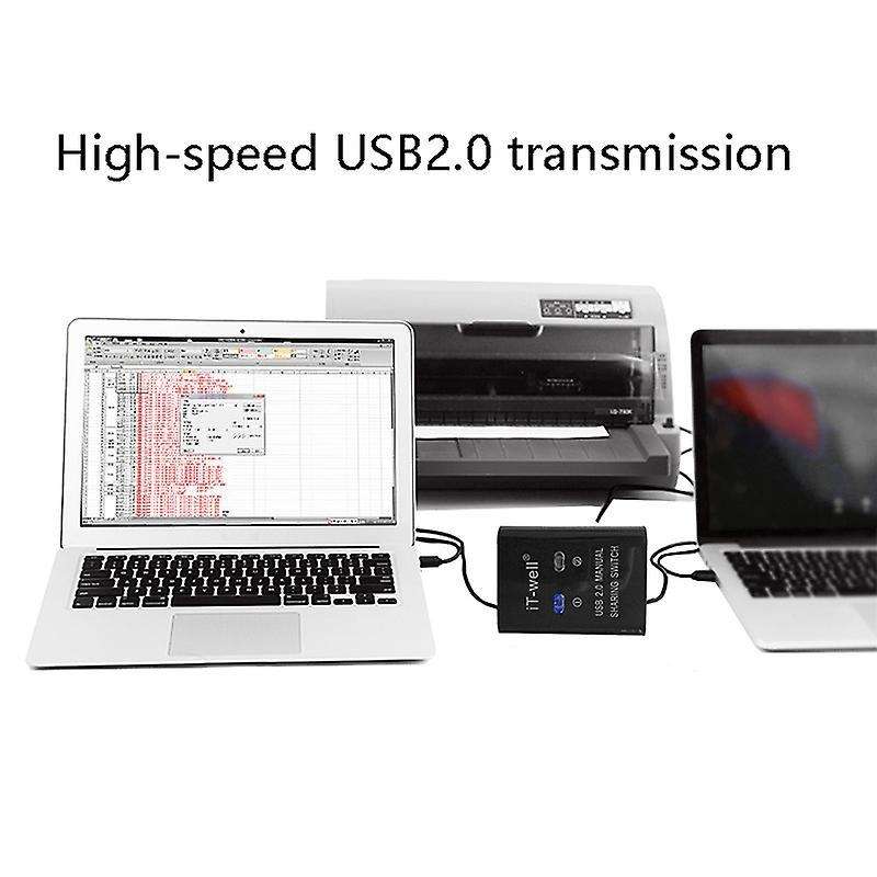 It-well Usb 2 In 1 Out Printer , 2-port Manual Kvm Converter Black