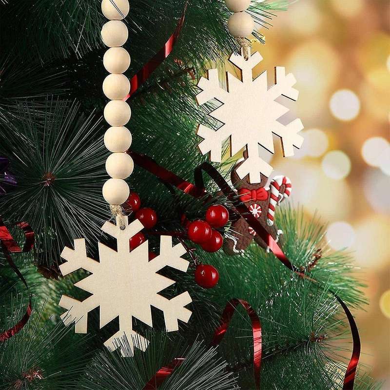6 Pcs Christmas Tree Hanging Wooden Bead Garlands for Christmas Party