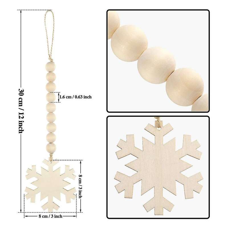 6 Pcs Christmas Tree Hanging Wooden Bead Garlands for Christmas Party