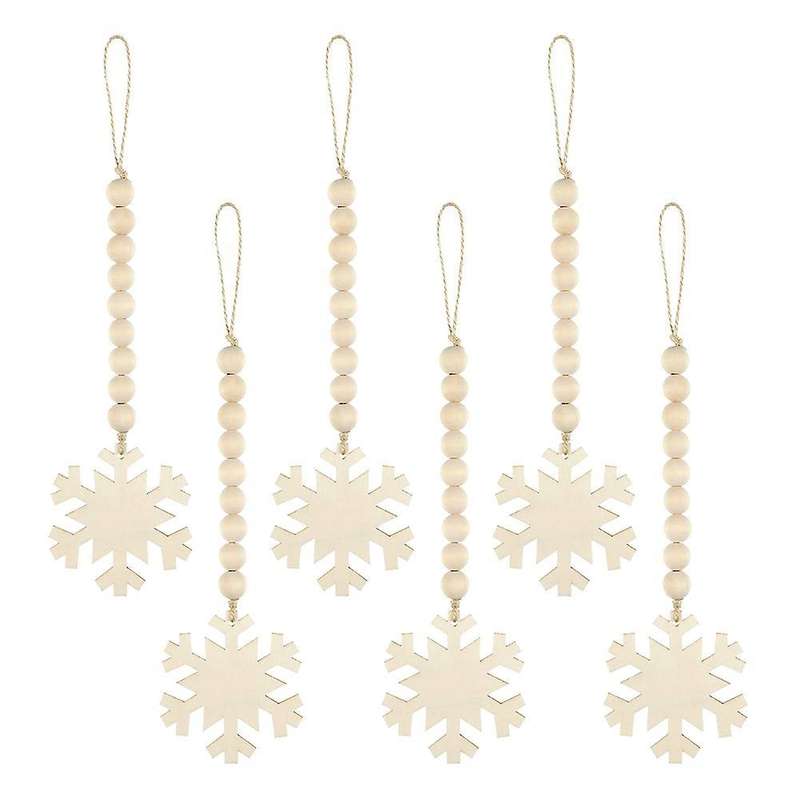 6 Pcs Christmas Tree Hanging Wooden Bead Garlands for Christmas Party