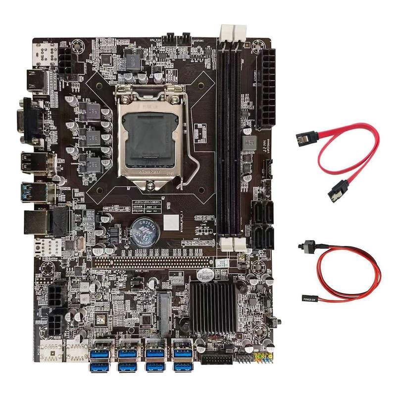 B75 Btc Mining Motherboard+sata +switch Cable Support 2xddr3 B75 Usb