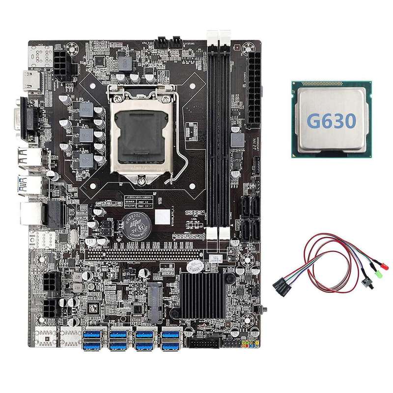 B75 Eth Mining Motherboard 8xpcie Usb Adapter+g630 Cpu+switch Cable
