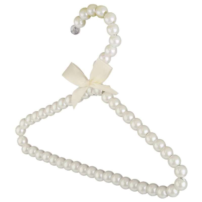Faux Pearl Bow Clothes Hangers Hook for Children Kids Bowknot White